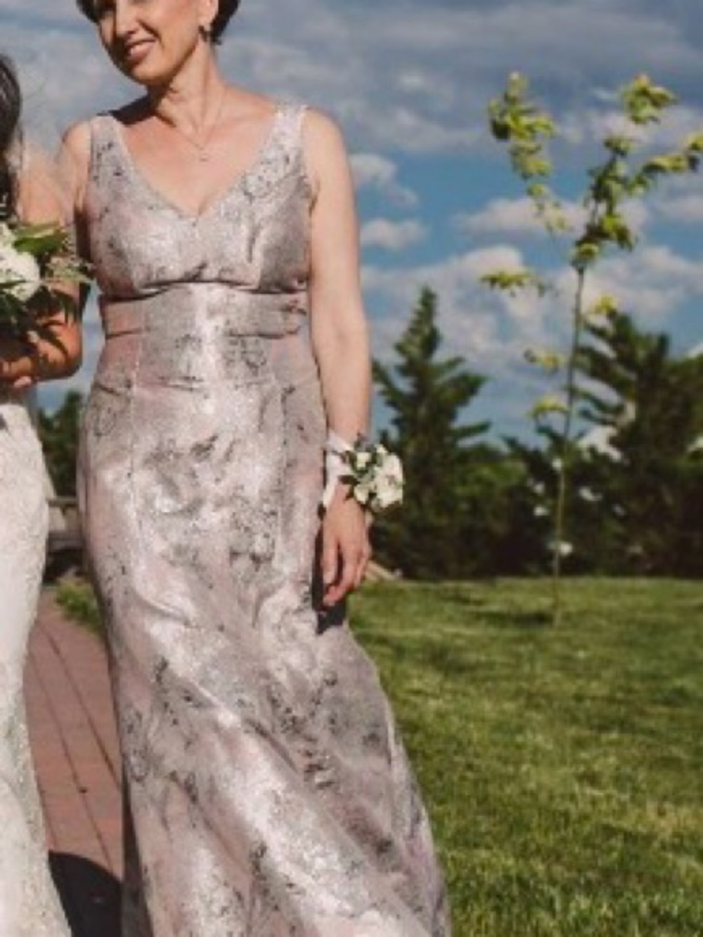 Theia Blush Pink Metallic Maxi Gown - Picture 2 of 8